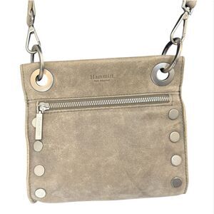Hammitt Tony Small Pewter Leather Crossbody Brushed Silver Hardware